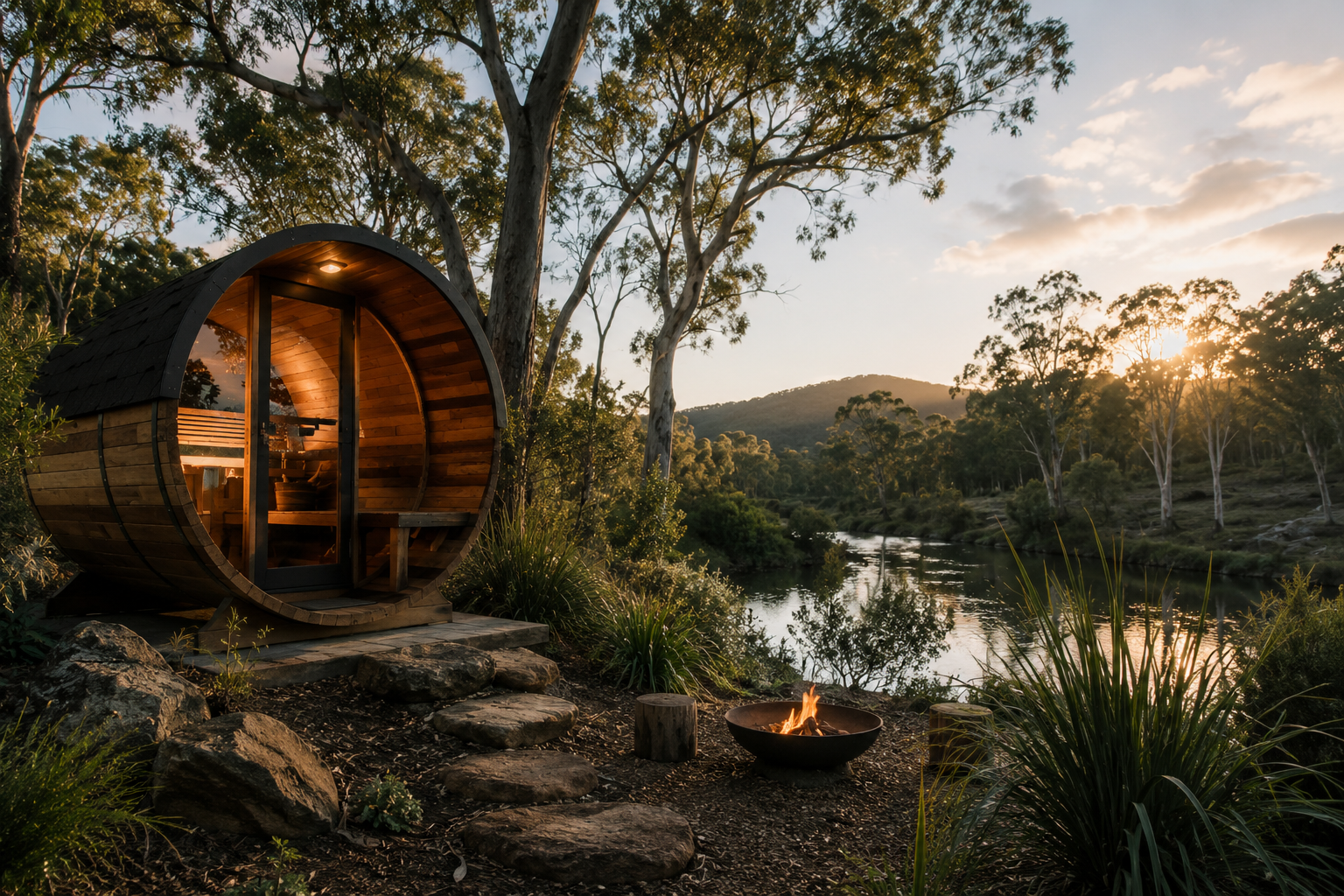 The Day: sauna and cold river experience on Chessenden Farm, Allyn River Valley