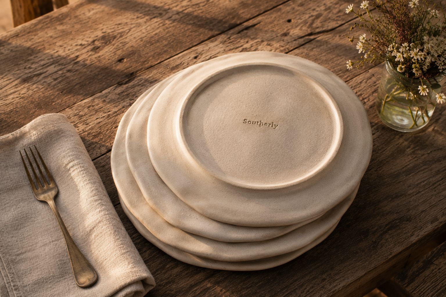Hand-thrown dinner plates